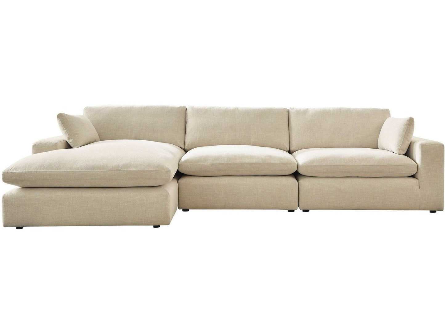 Elyza Linen 3pc Sectional Sofa w/ LAF Corner Chaise