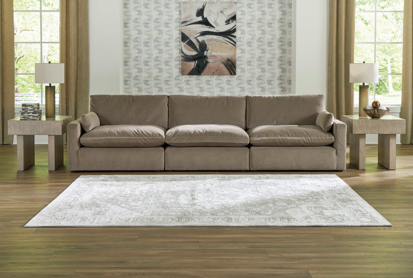 Sophie Cocoa Velvet Modular 3pc Sectional Sofa
