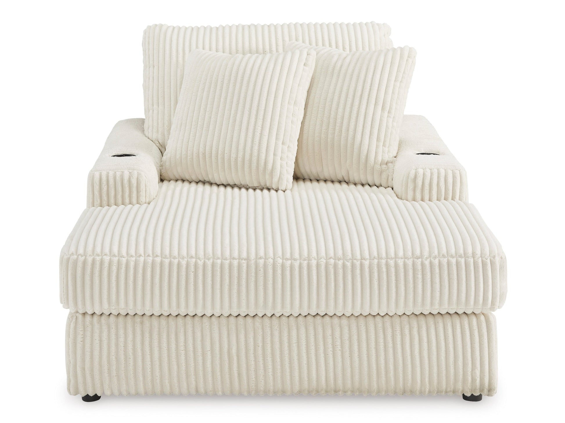 Lindyn Ivory Chaise w/ 2 Cup Holders & USB Charging Port - Ornate Home