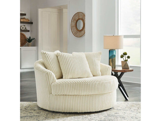 Lindyn Ivory Oversized Swivel Accent Chair