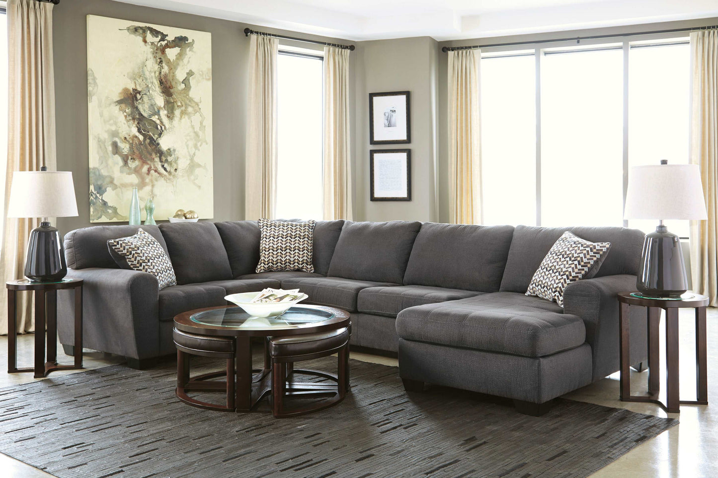 Ambee Slate 3pc LAF Chaise Sectional