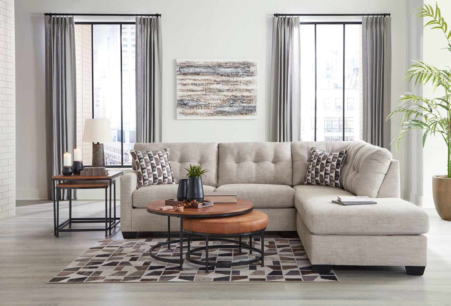Mahoney Pebble 2pc Sectional Full Sleeper Sofa w/ RAF Chaise