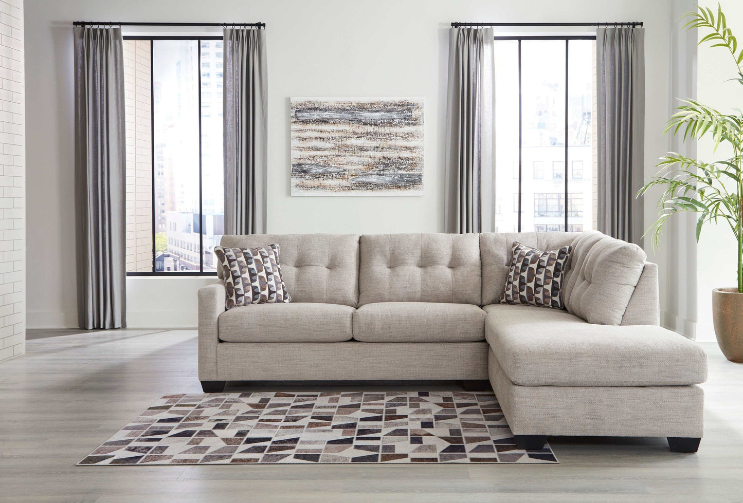 Mahoney Pebble 2pc Sectional Full Sleeper Sofa w/ RAF Chaise