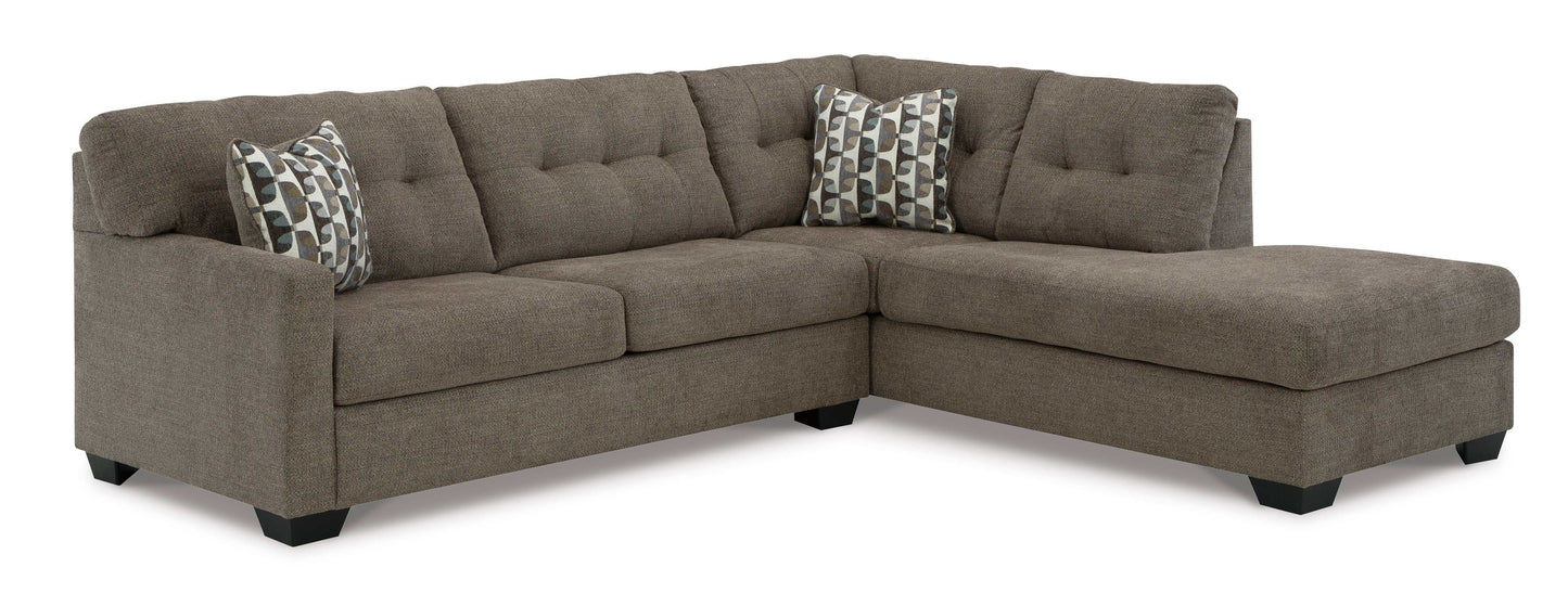 Mahoney Chocolate 2pc Sectional Full Sleeper Sofa w/ RAF Chaise