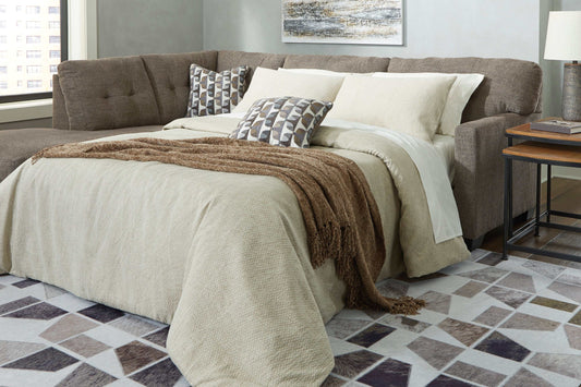 Mahoney Chocolate 2pc Sectional Full Sleeper Sofa w/ LAF Chaise