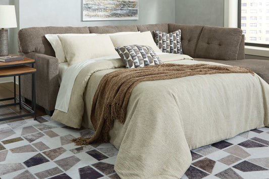 Mahoney Chocolate 2pc Sectional Full Sleeper Sofa w/ RAF Chaise