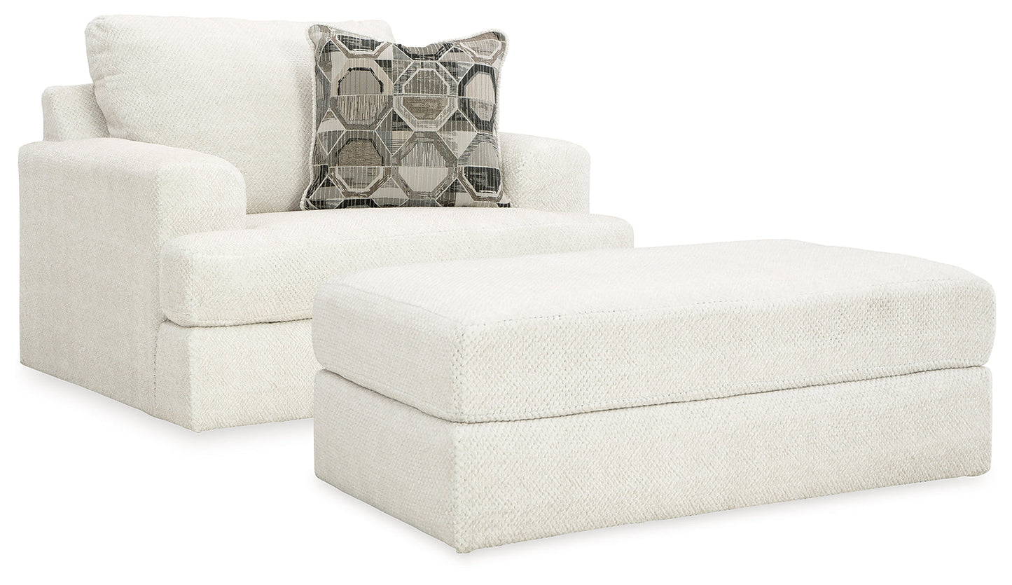 Karinne Linen Oversized Chair and Ottoman