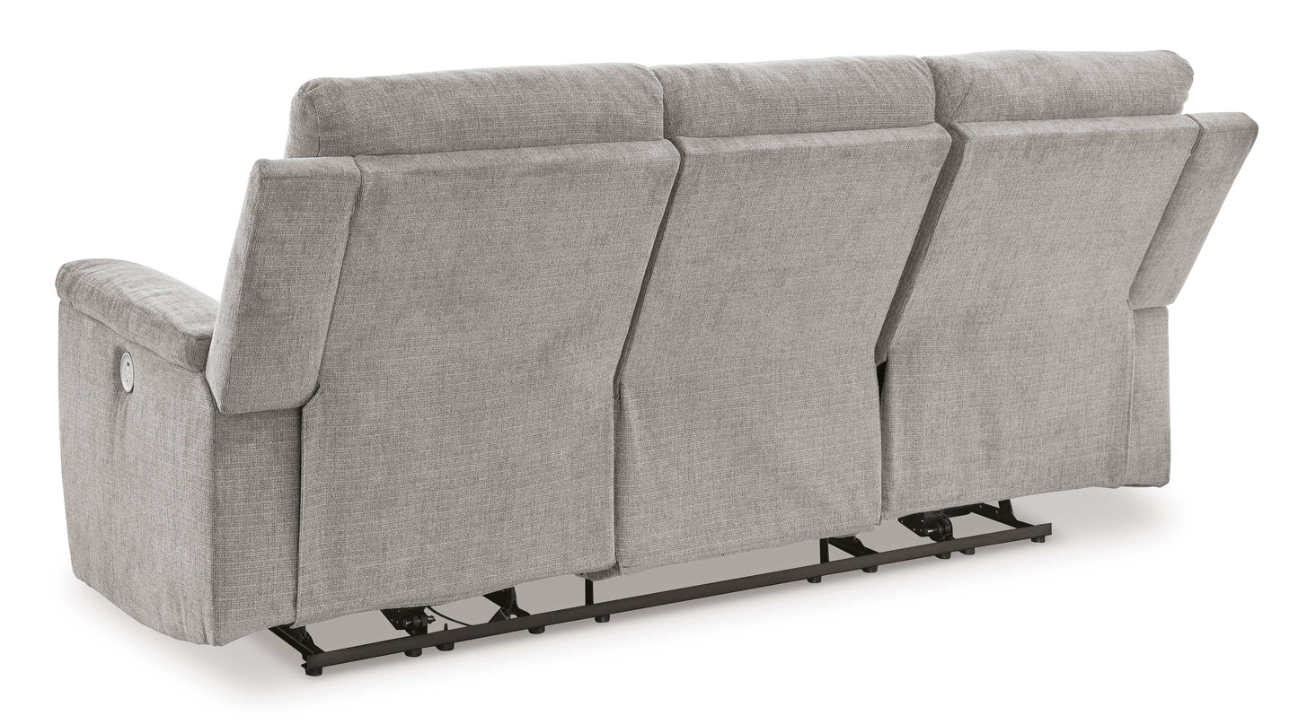 Barnsana Ash Micro Chenille Power Reclining Sofa