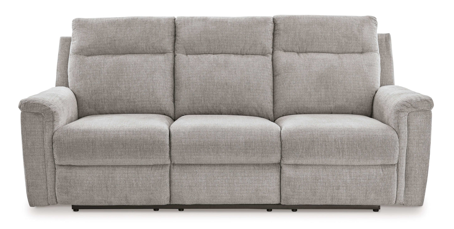 Barnsana Ash Micro Chenille Power Reclining Sofa