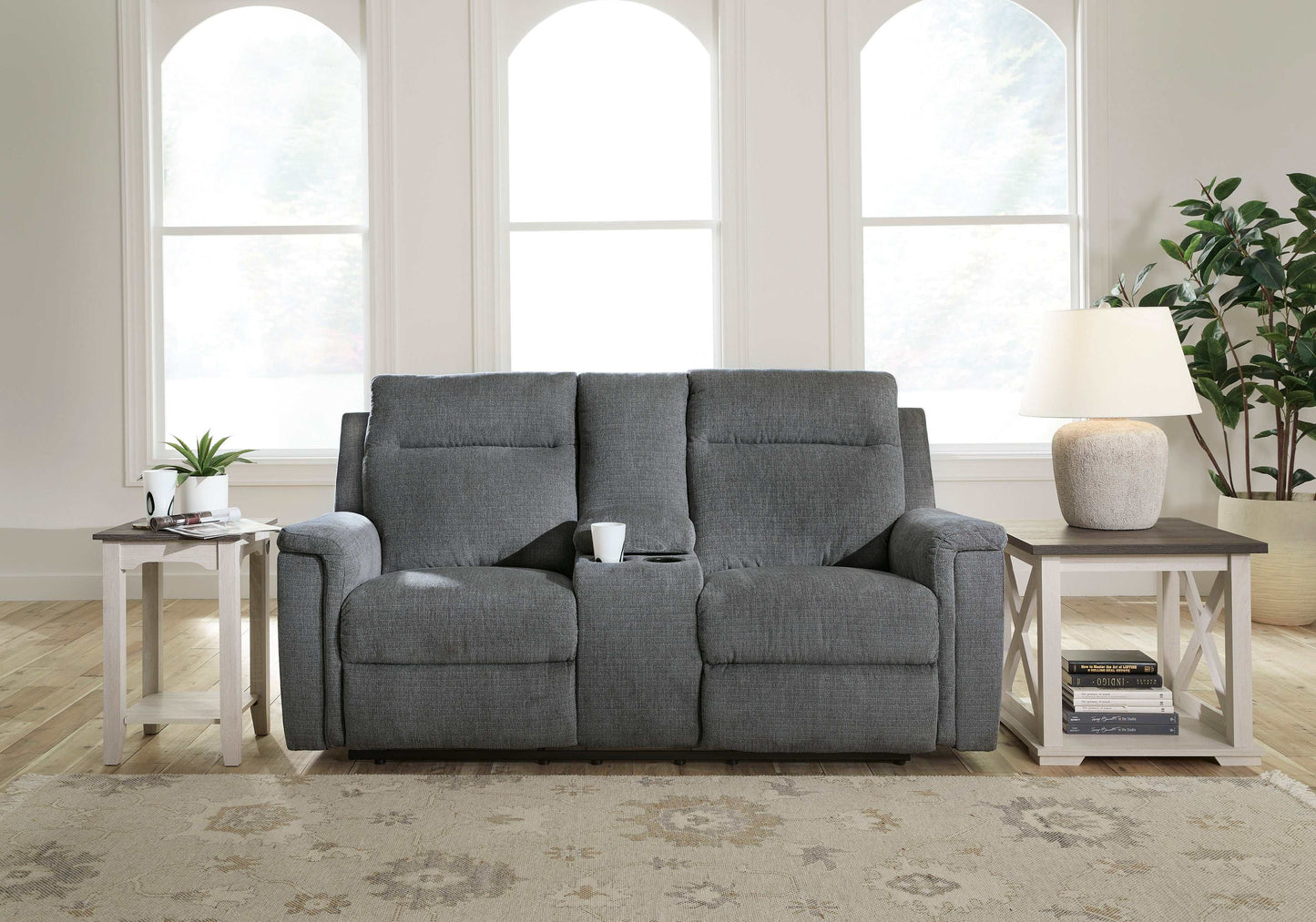Barnsana Gravel Micro Chenille Power Reclining Living Room Set / 3pc