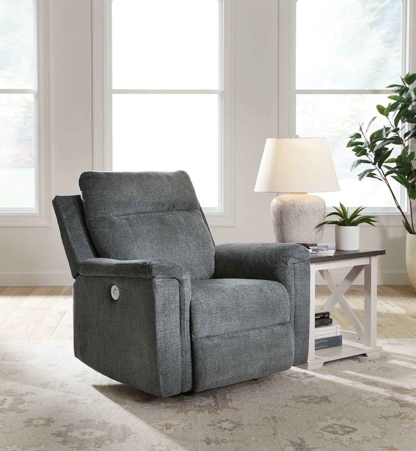 Barnsana Gravel Micro Chenille Power Reclining Living Room Set / 3pc