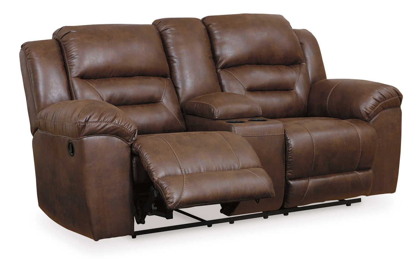 Stoneland Chocolate Reclining Loveseat w/ Console