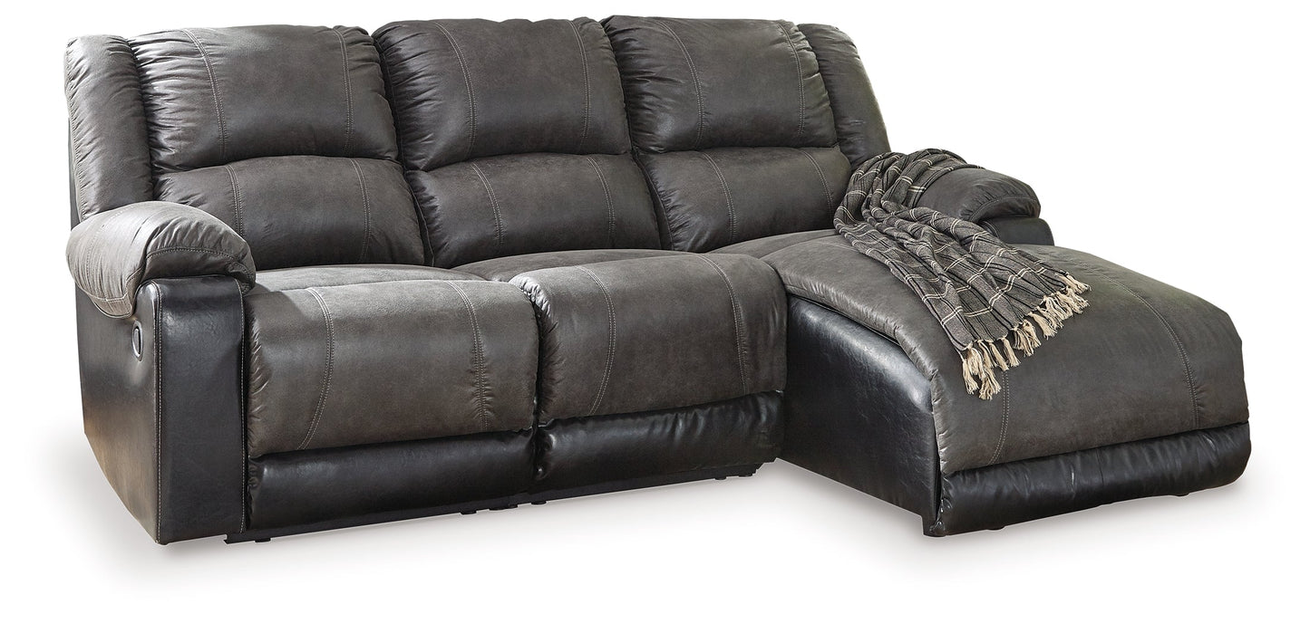Nantahala Slate 3-Piece Reclining Sectional with Chaise
