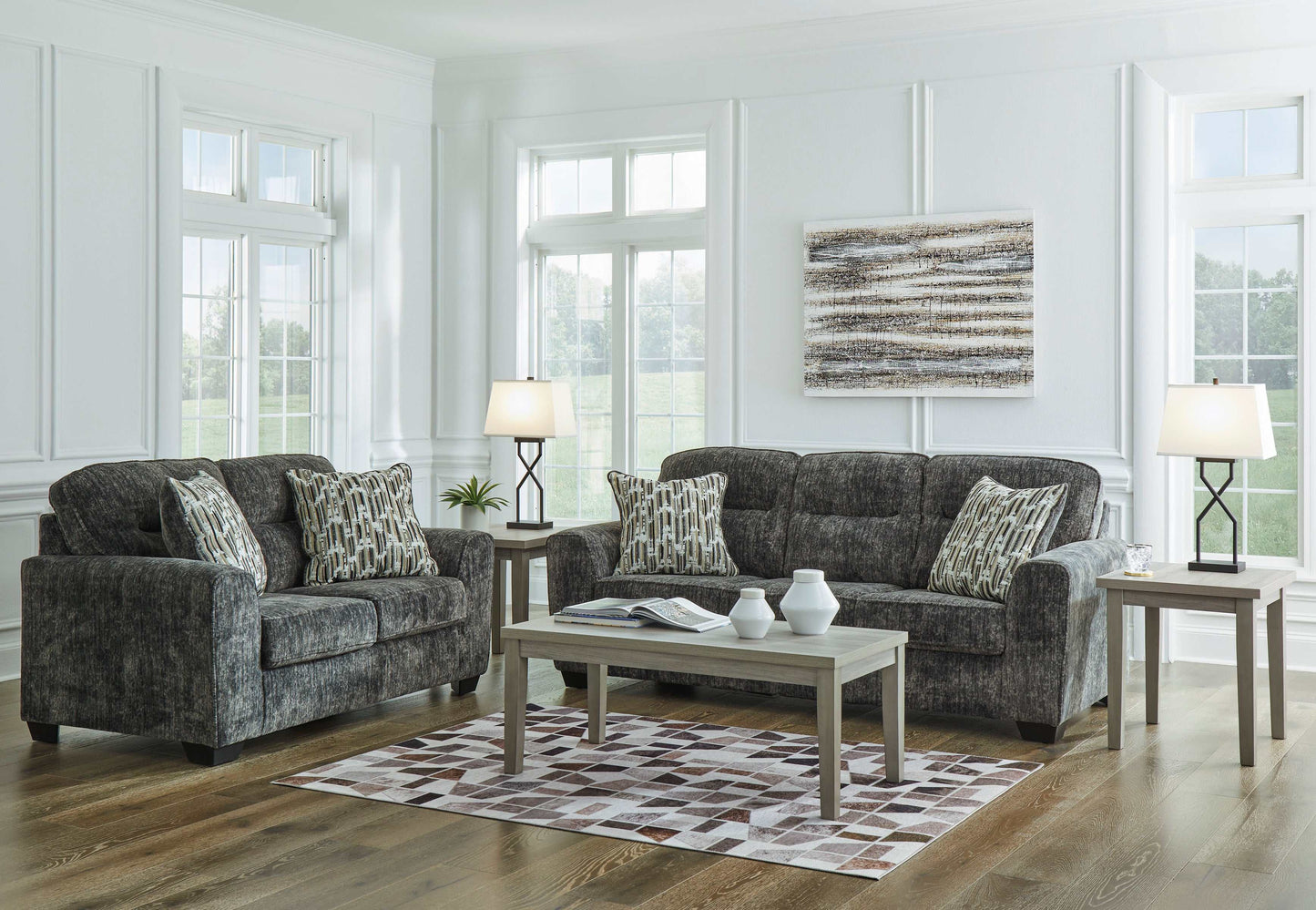 Lonoke Gunmetal Living Room Set / 2pc