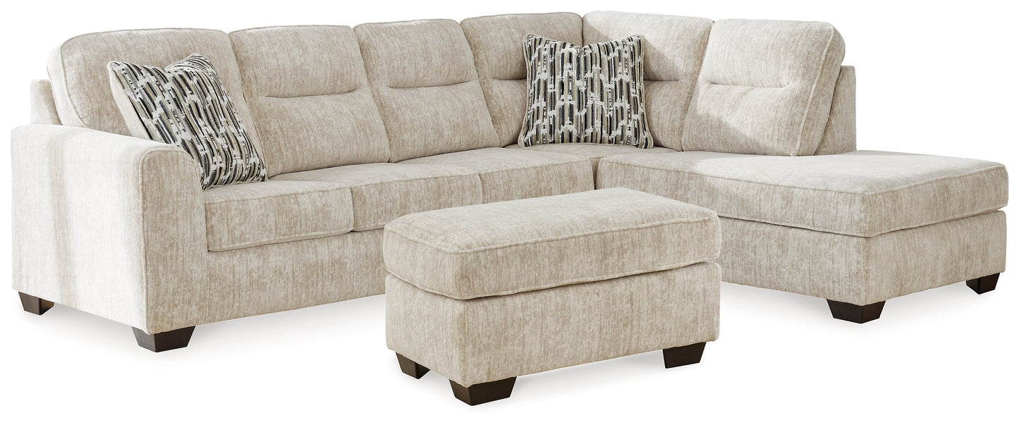 Lonoke Beige 2-Piece Sectional with Chaise and Ottoman
