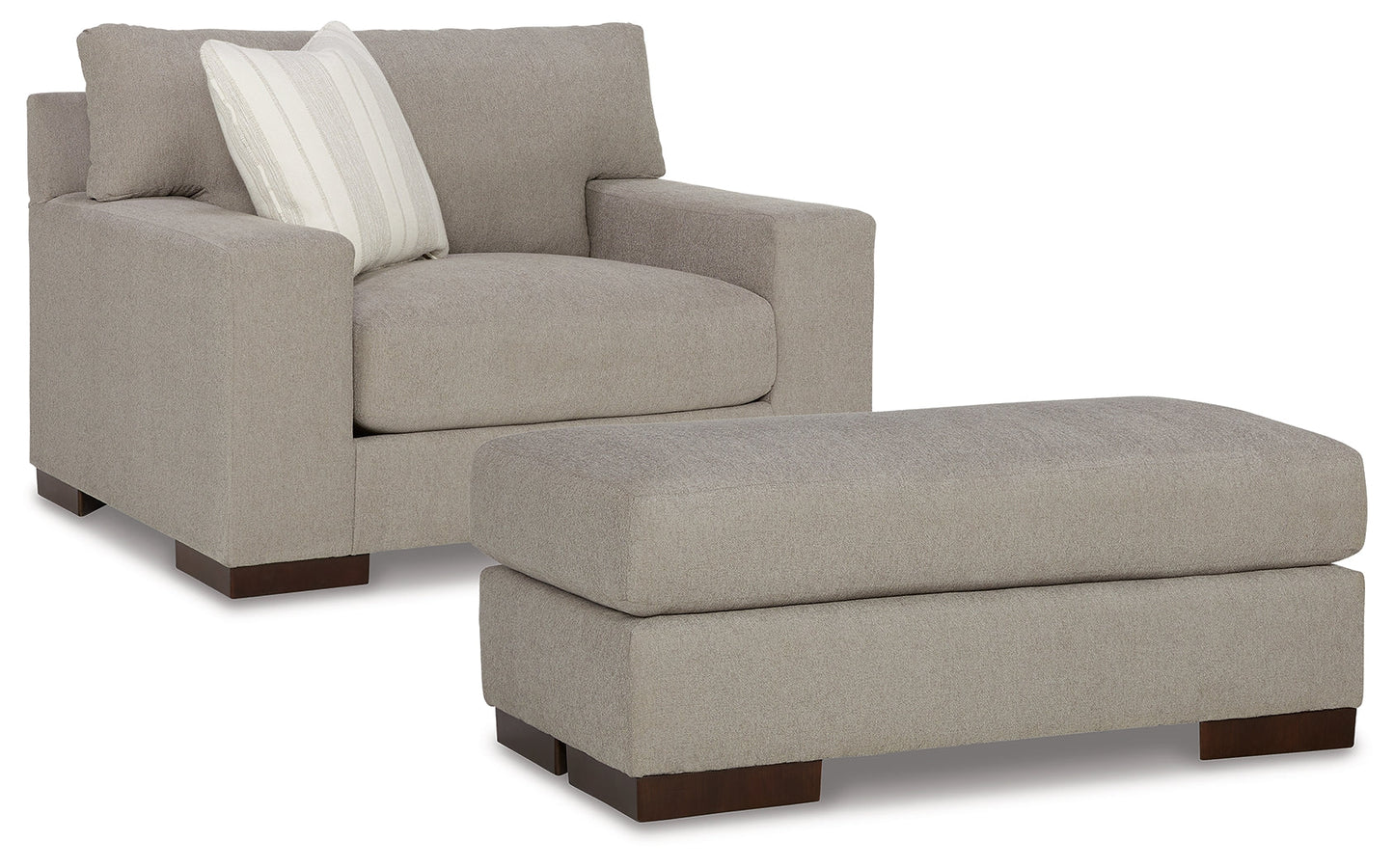 Maggie Flax Oversized Chair and Ottoman