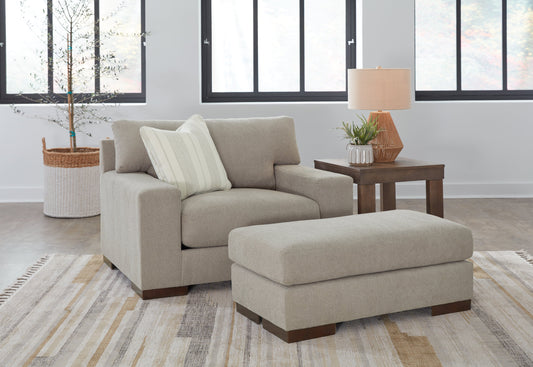 Maggie Flax Oversized Chair and Ottoman