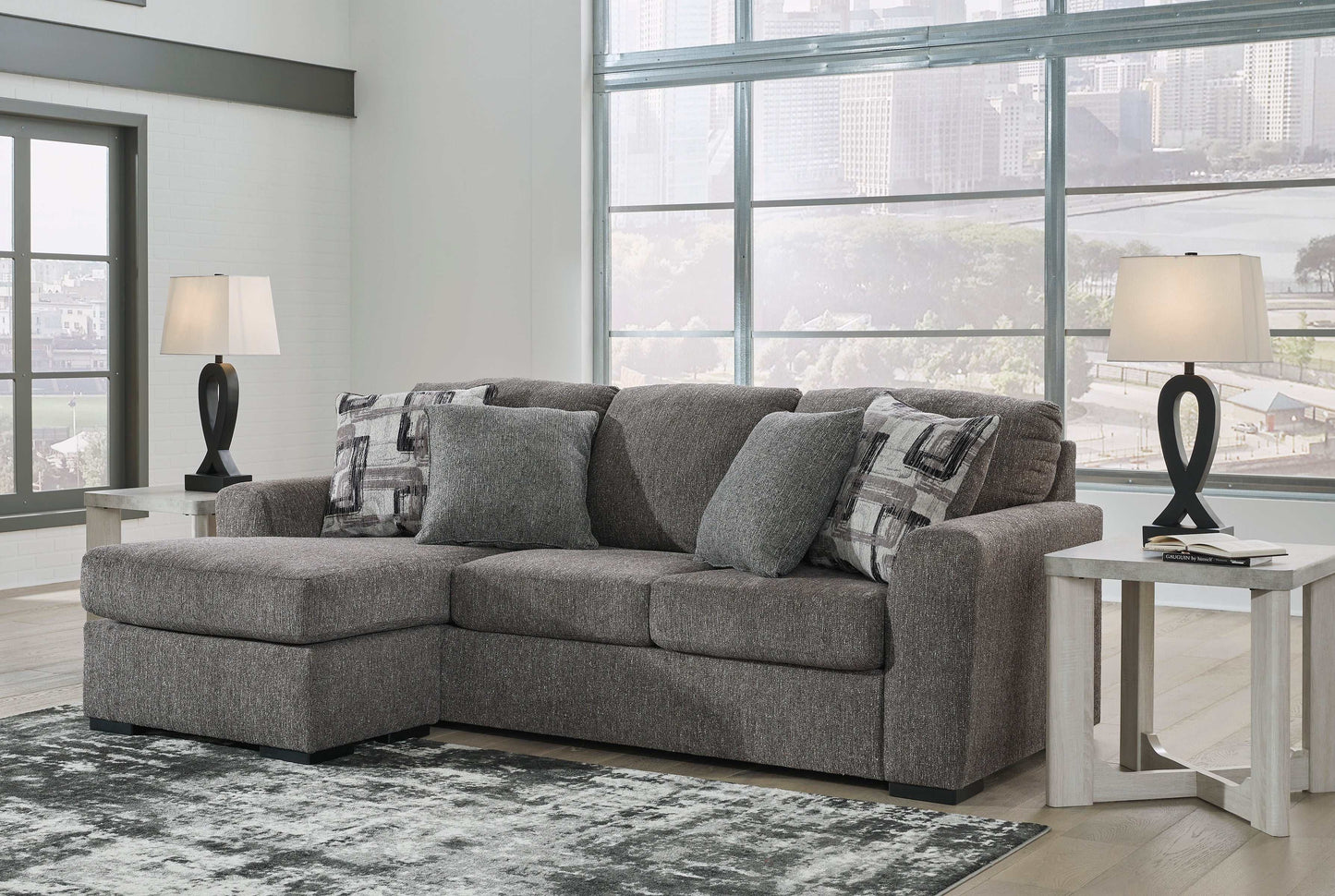Gardiner Pewter Reversible Sofa Chaise