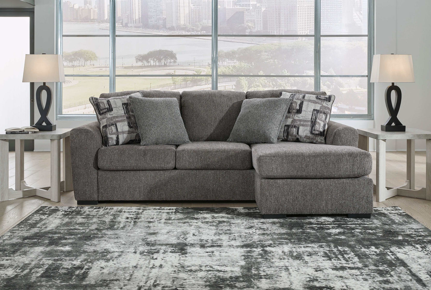 Gardiner Pewter Reversible Sofa Chaise