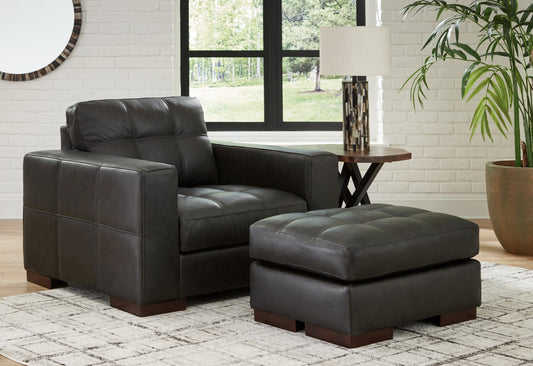 Luigi Thunder Oversized Chair and Ottoman