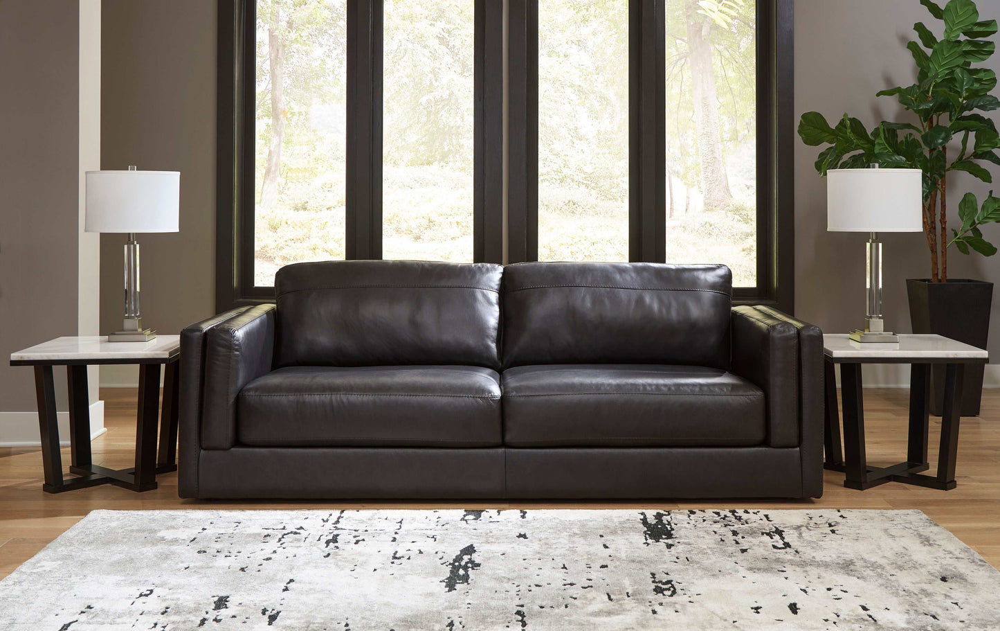 Amiata Onyx Leather Living Room Set / 2pc