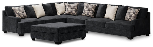 Lavernett Charcoal 4-Piece Sectional with Ottoman
