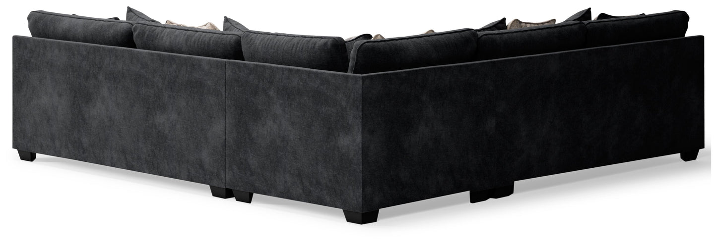 Lavernett Charcoal 3-Piece Sectional and Oversized Ottoman