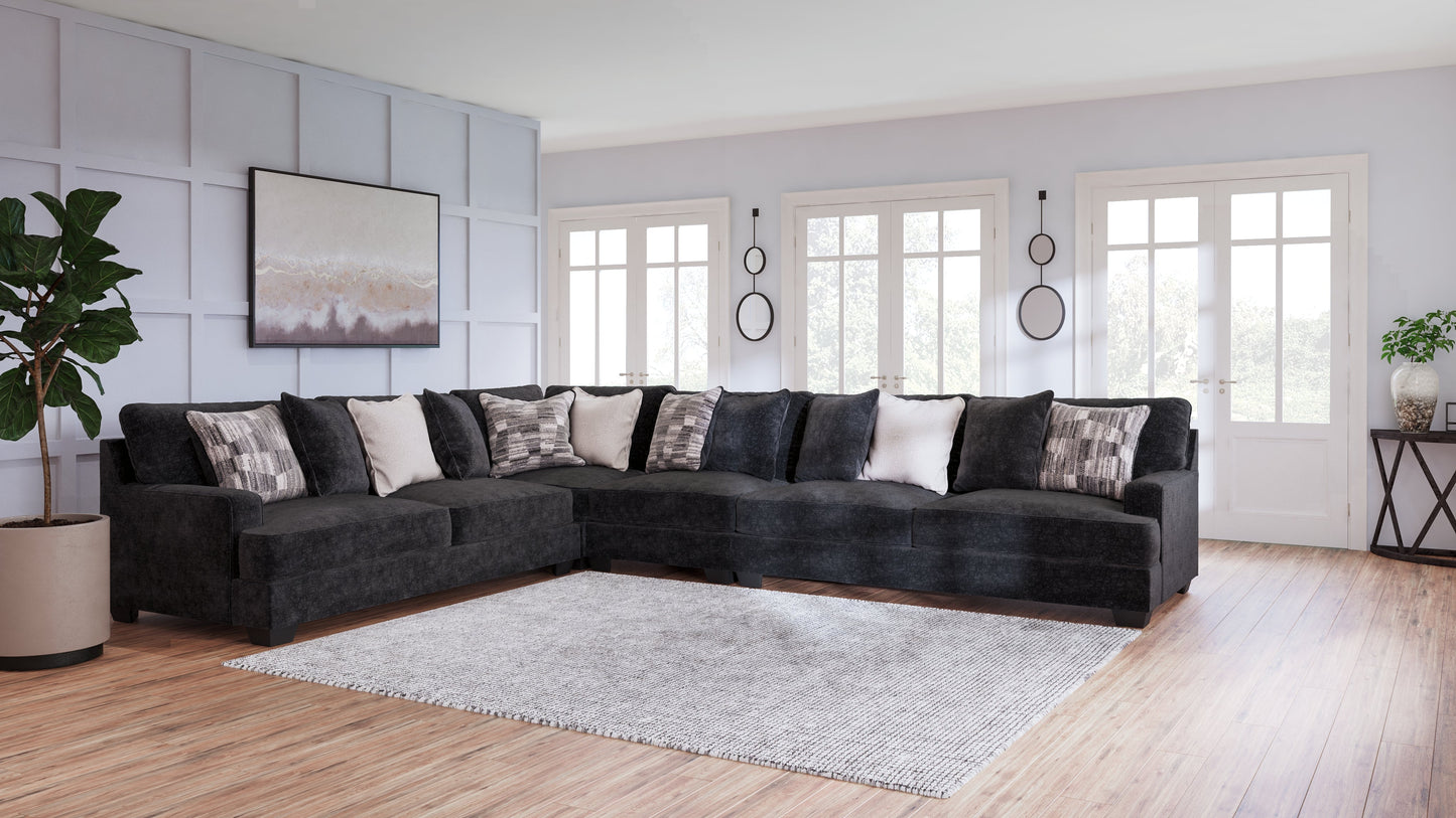 Lavernett Charcoal 4-Piece Sectional with Ottoman
