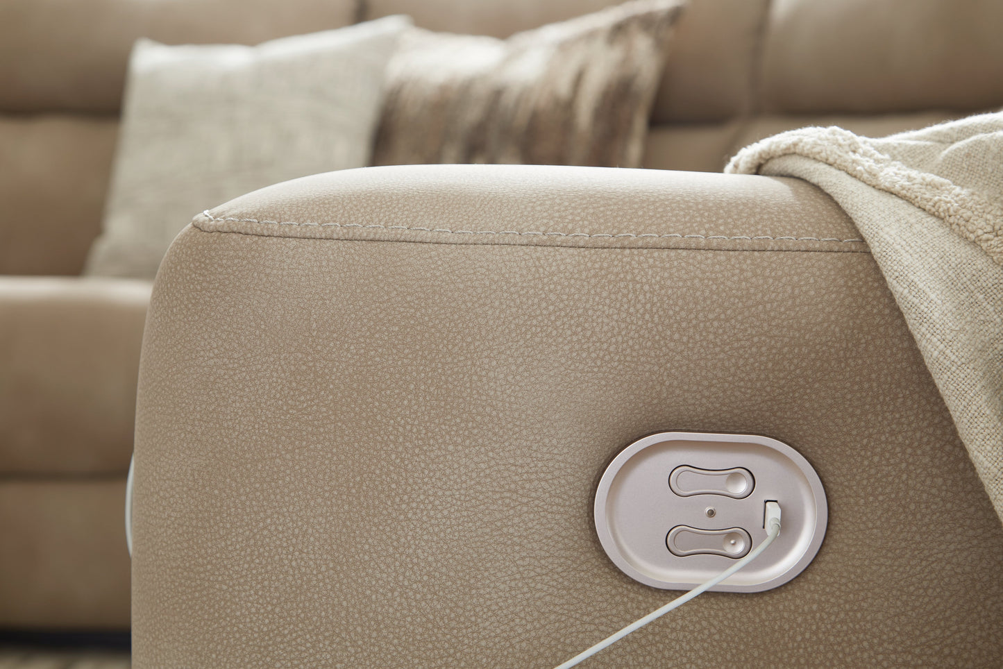 Next-Gen DuraPella Sand Power Recliner with Adj. Headrest
