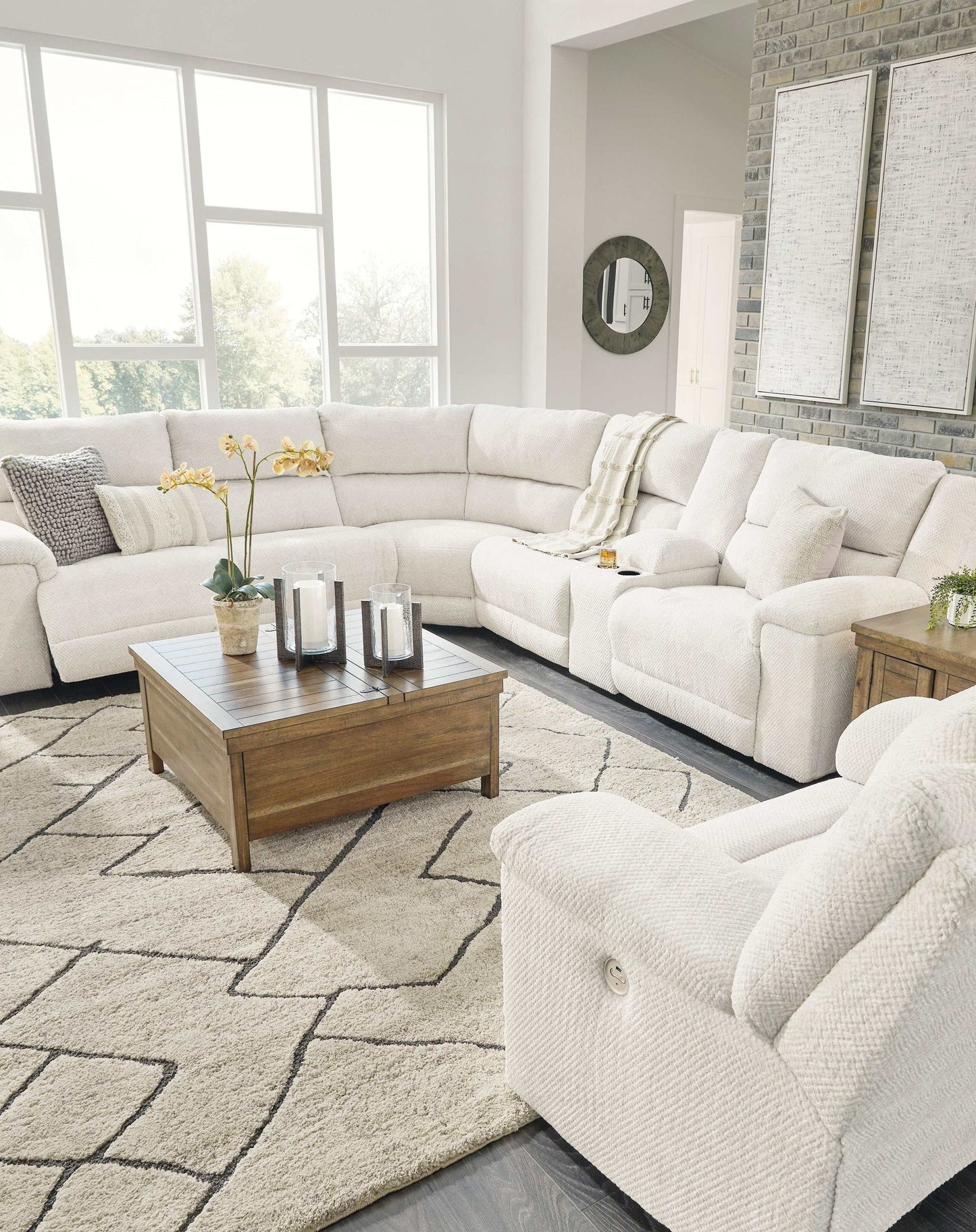 Keensburg Linen 3pc Power Reclining Sectional