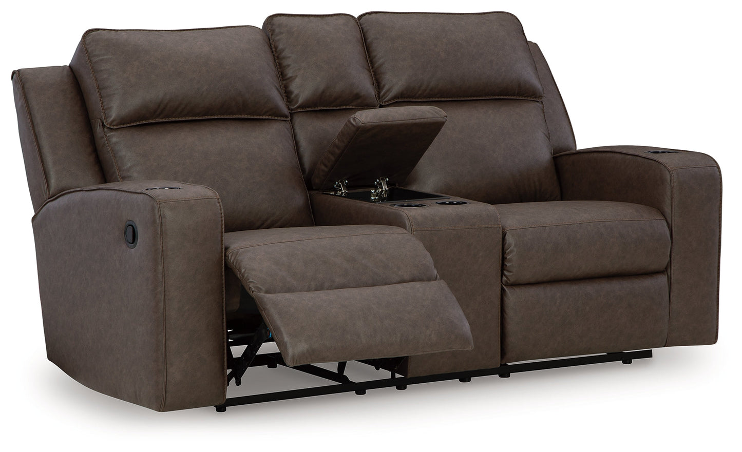 Lavenhorne Umber Reclining Loveseat with Console