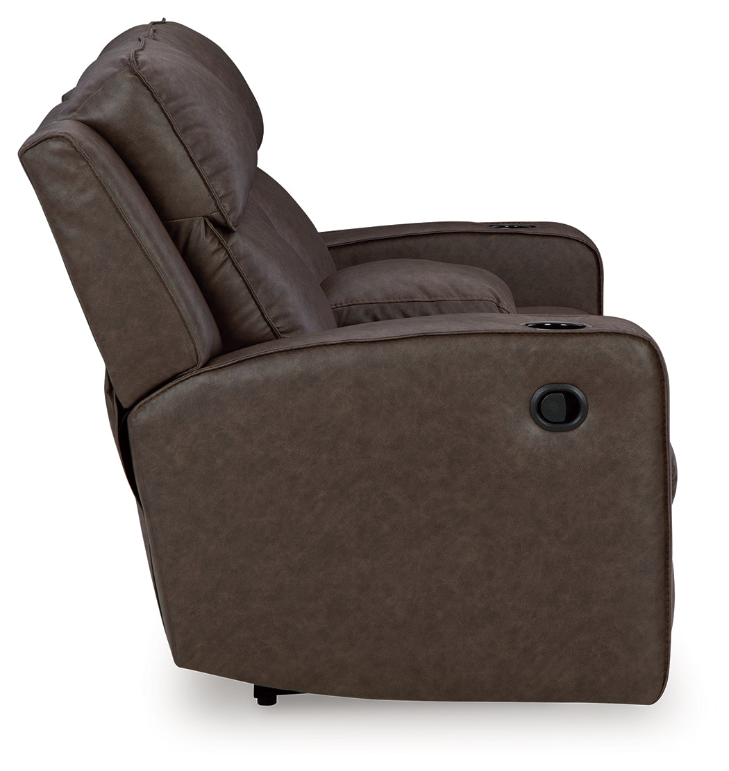Lavenhorne Umber Reclining Loveseat with Console