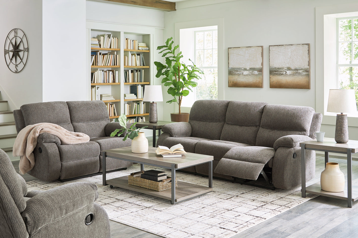 Scranto Brown Reclining Sofa, Loveseat and Recliner