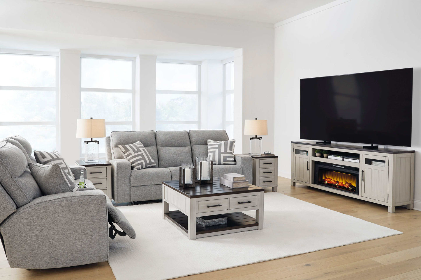 Biscoe Pewter Power Reclining Living Room Set / 2pc