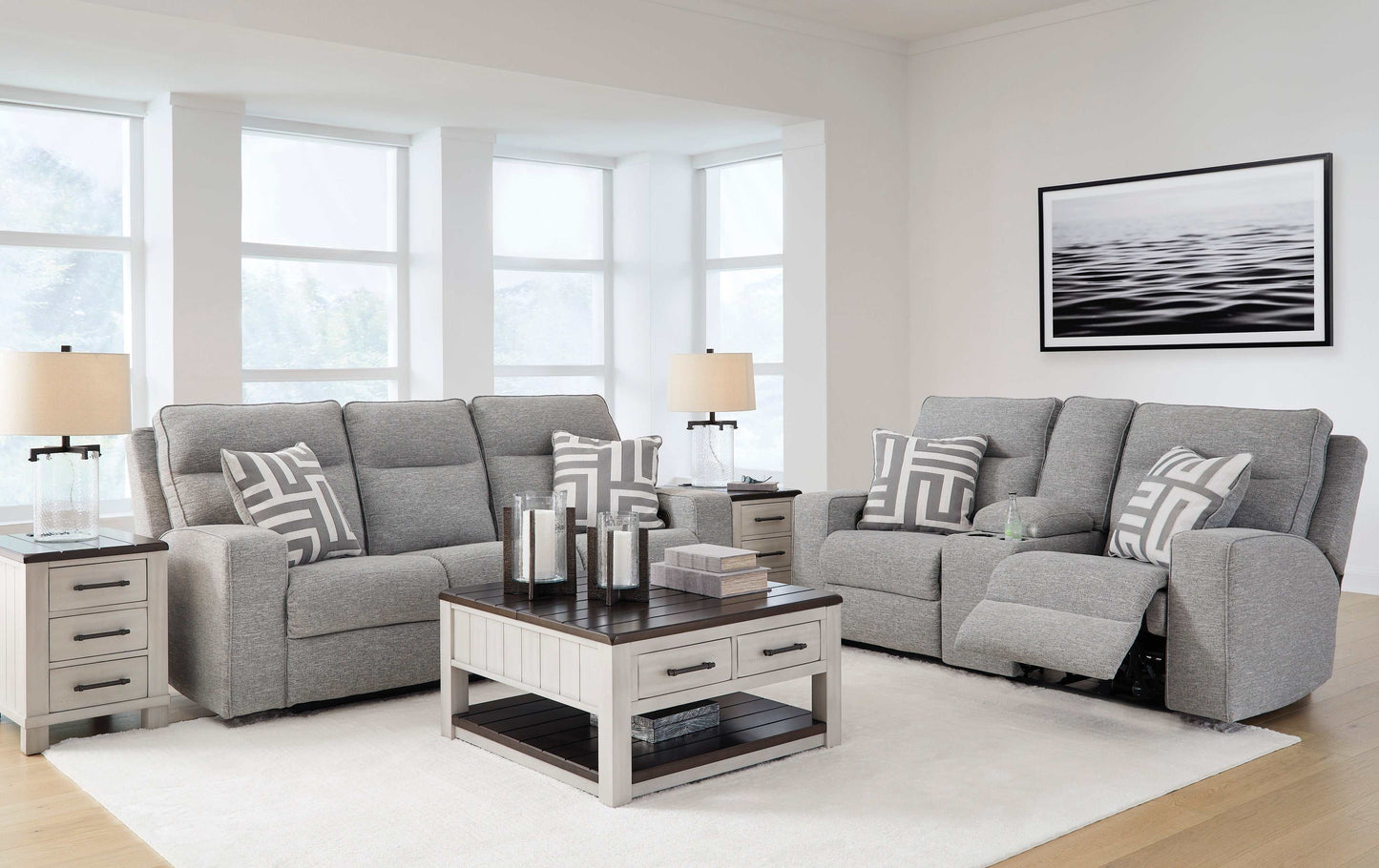 Biscoe Pewter Power Reclining Living Room Set / 2pc