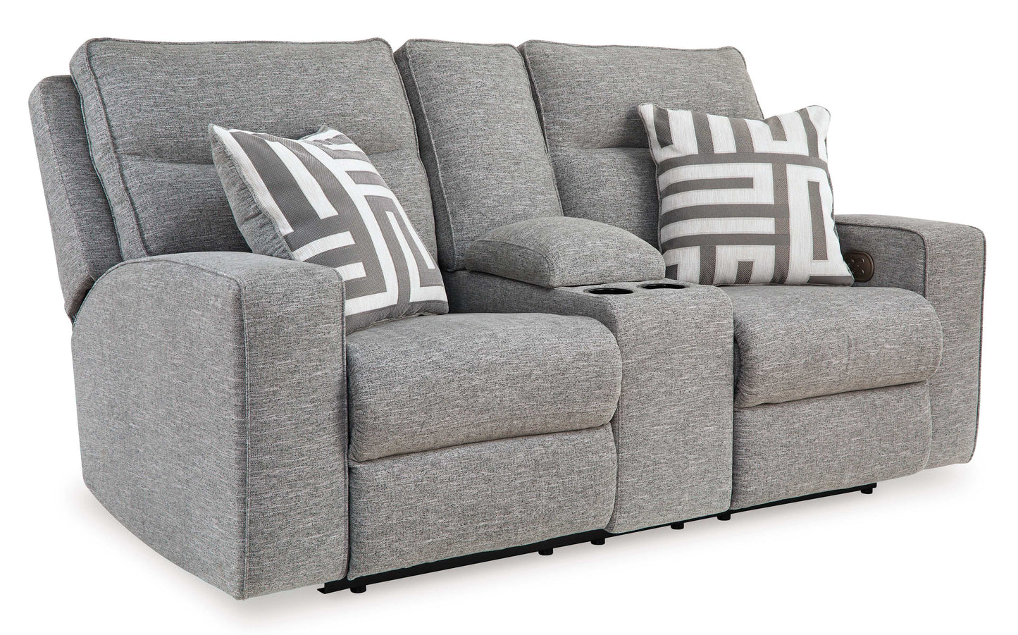 Biscoe Pewter Power Reclining Loveseat w/ Console