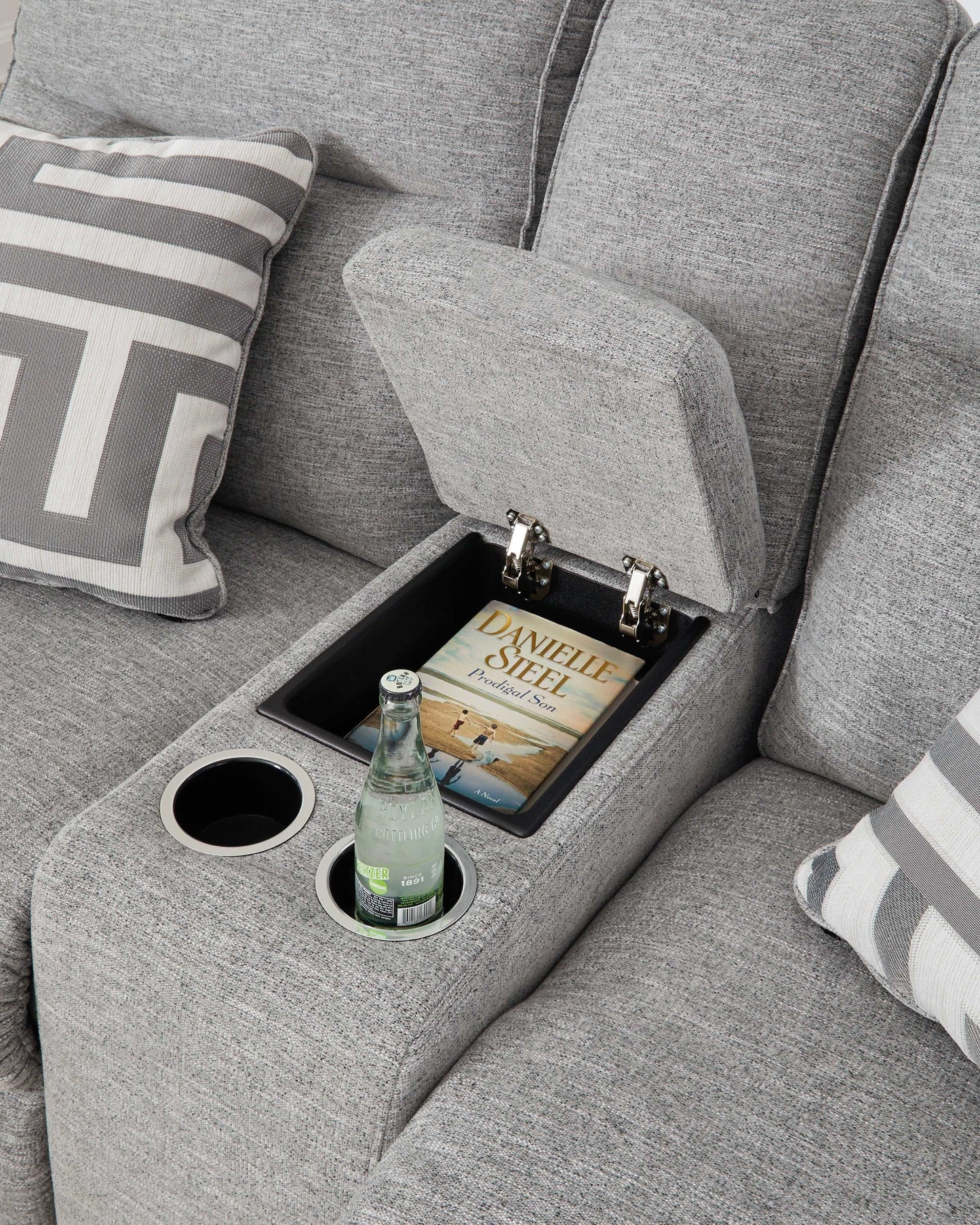 Biscoe Pewter Power Reclining Loveseat w/ Console