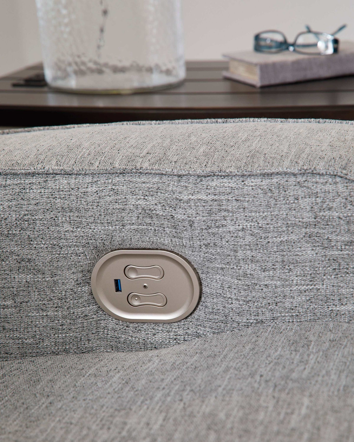 Biscoe Pewter Power Reclining Loveseat w/ Console