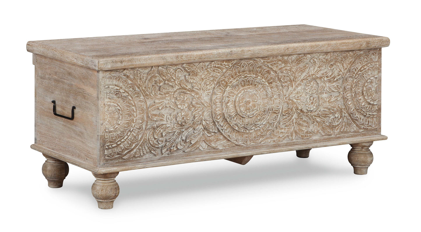 Fossil Ridge Beige Storage Bench