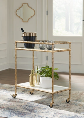 Plattfield Antique Gold Finish Bar Cart - Ornate Home