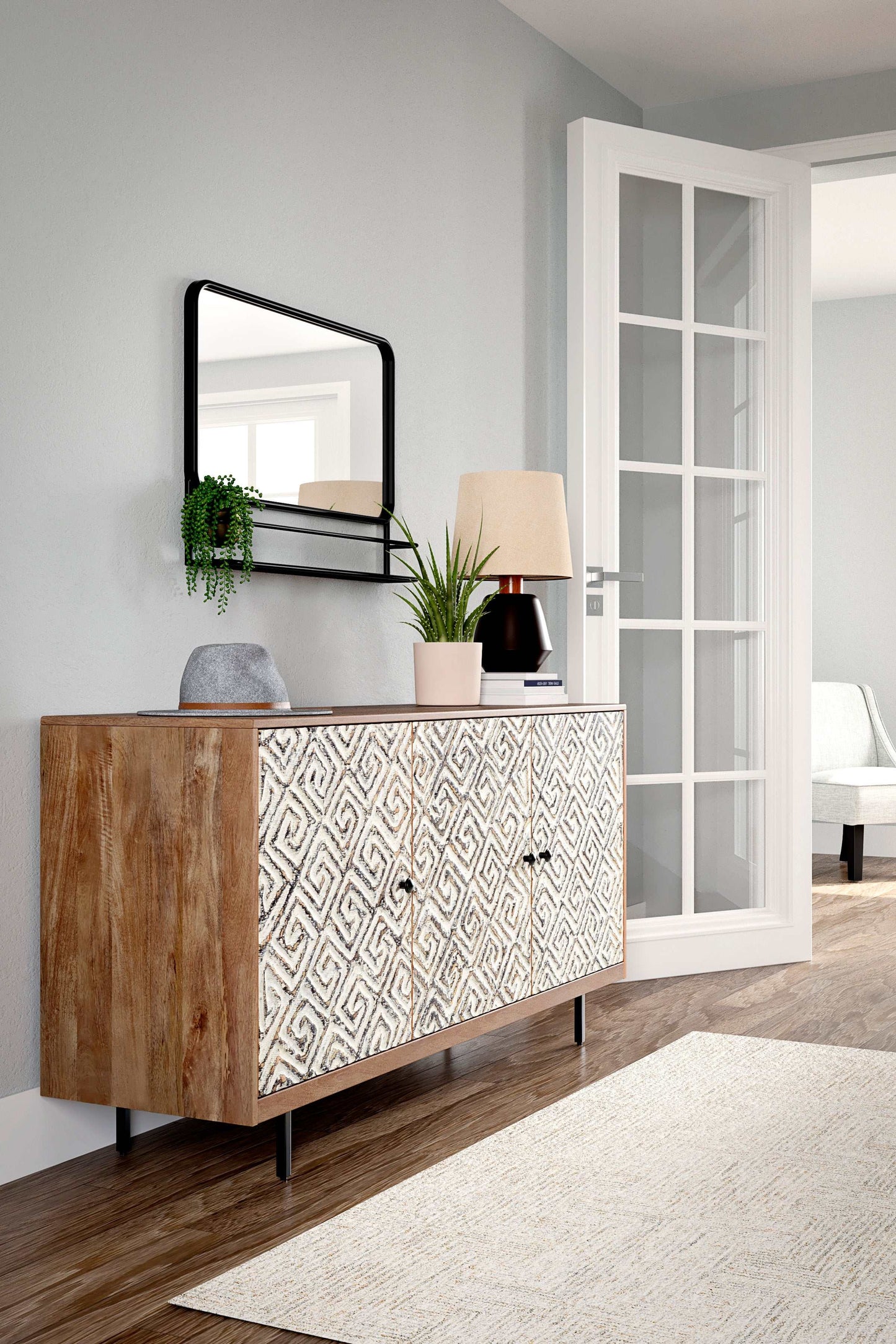 Kerrings Brown/Black/White Accent Cabinet