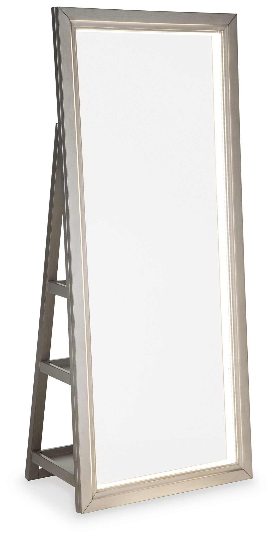 Evesen Champagne Floor Mirror w/ Storage