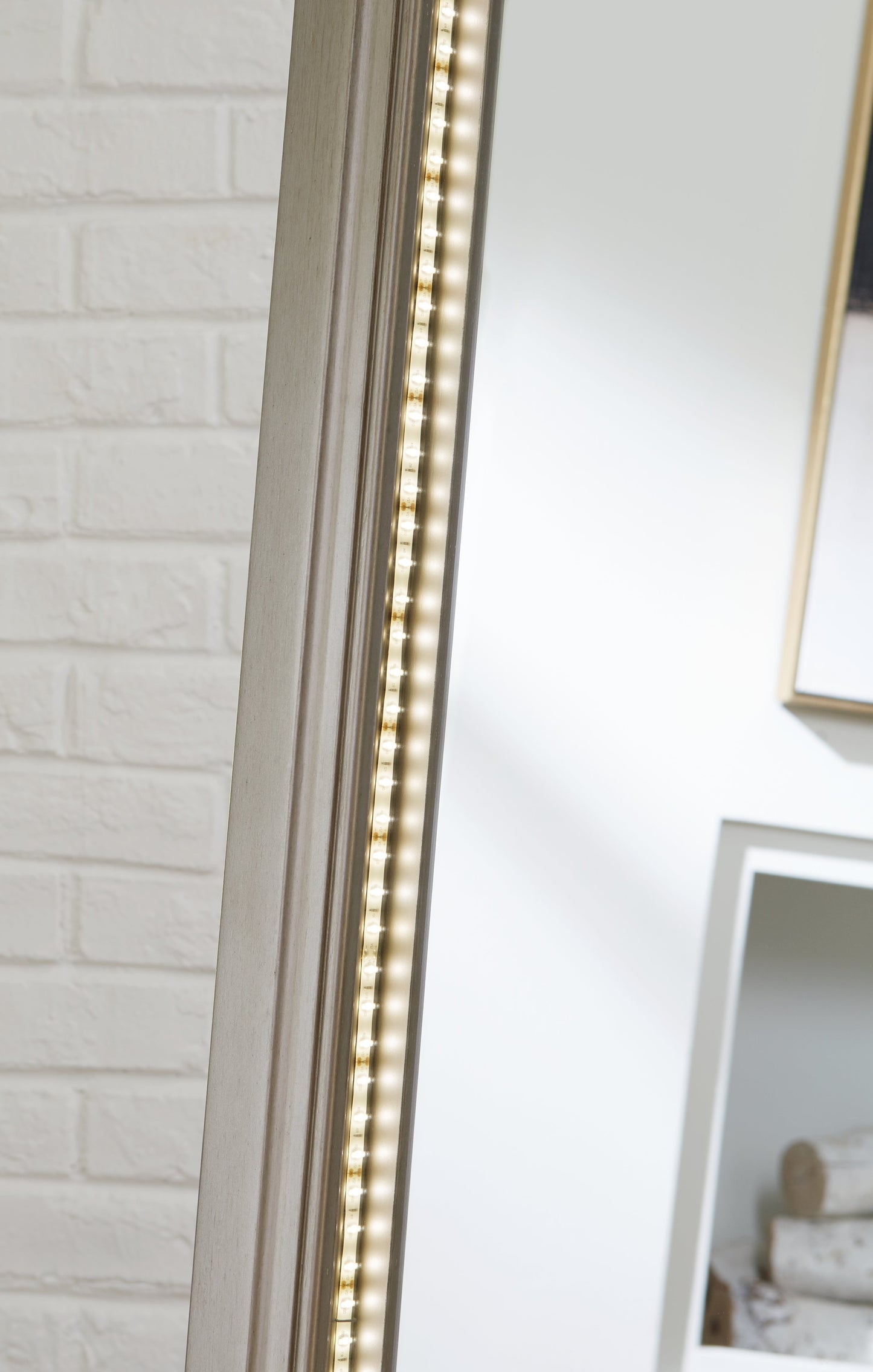 Evesen Champagne Floor Mirror w/ Storage