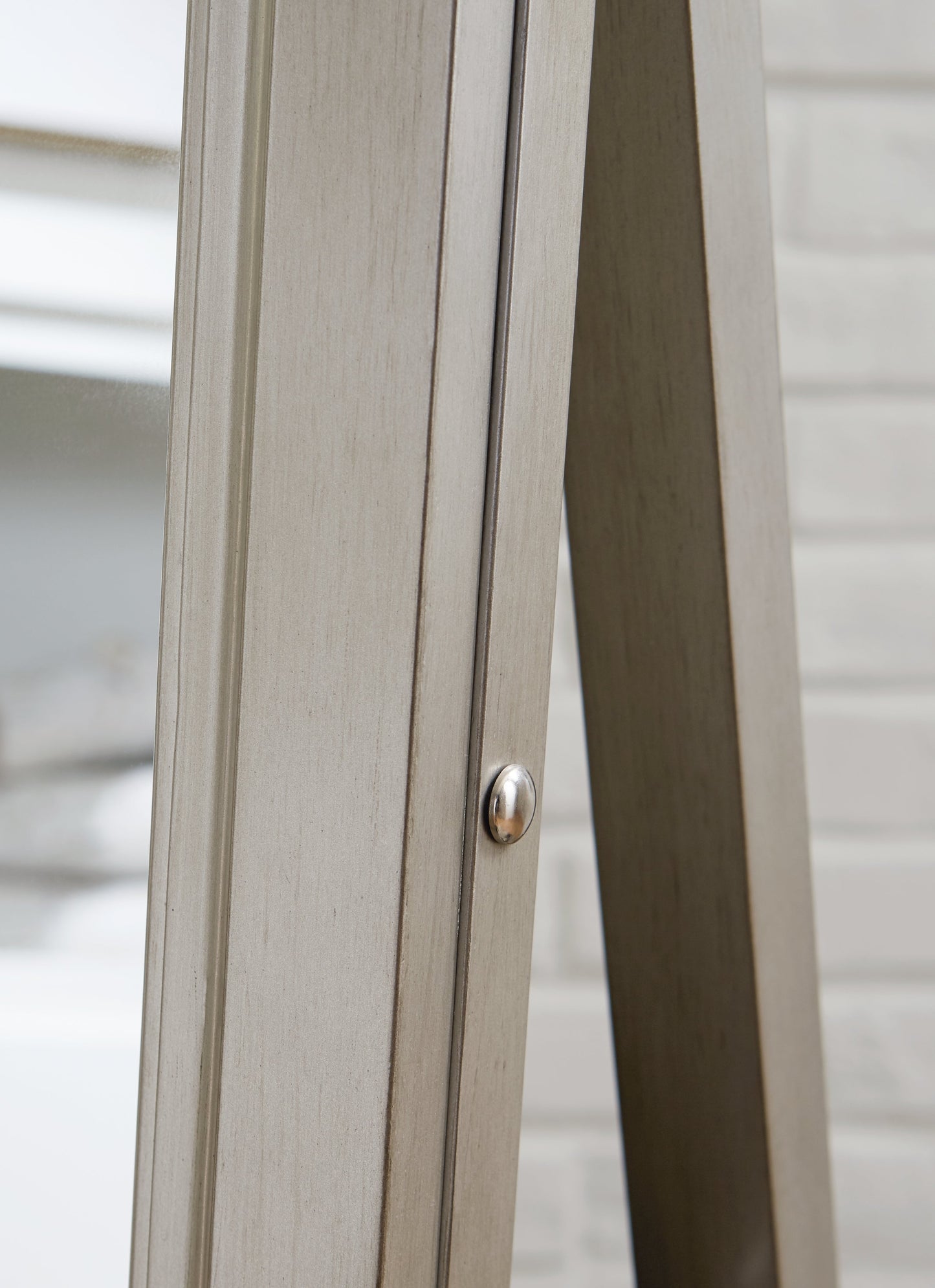 Evesen Champagne Floor Mirror w/ Storage