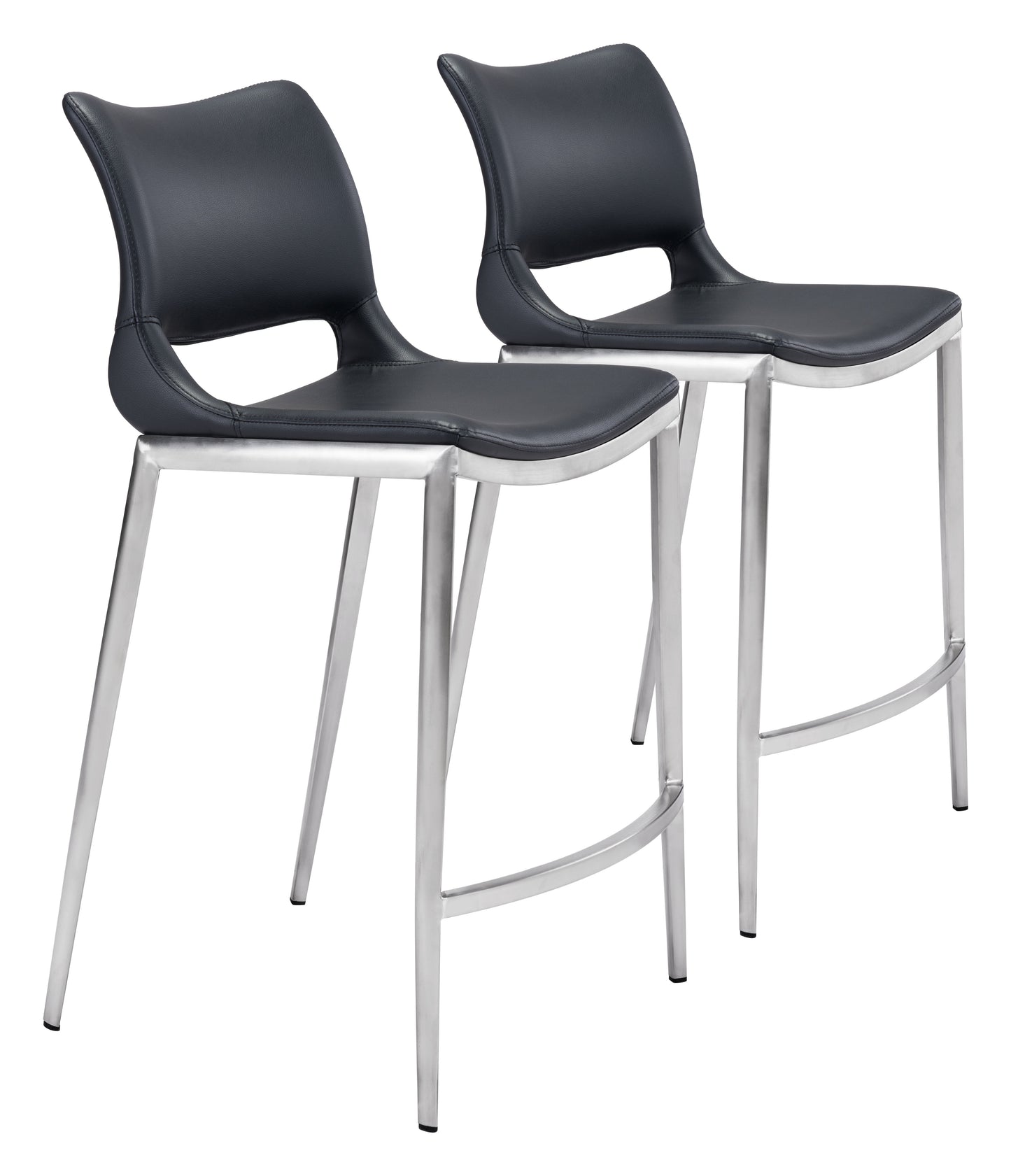 Ace Black & Silver Counter Stool (Set of 2) - Ornate Home