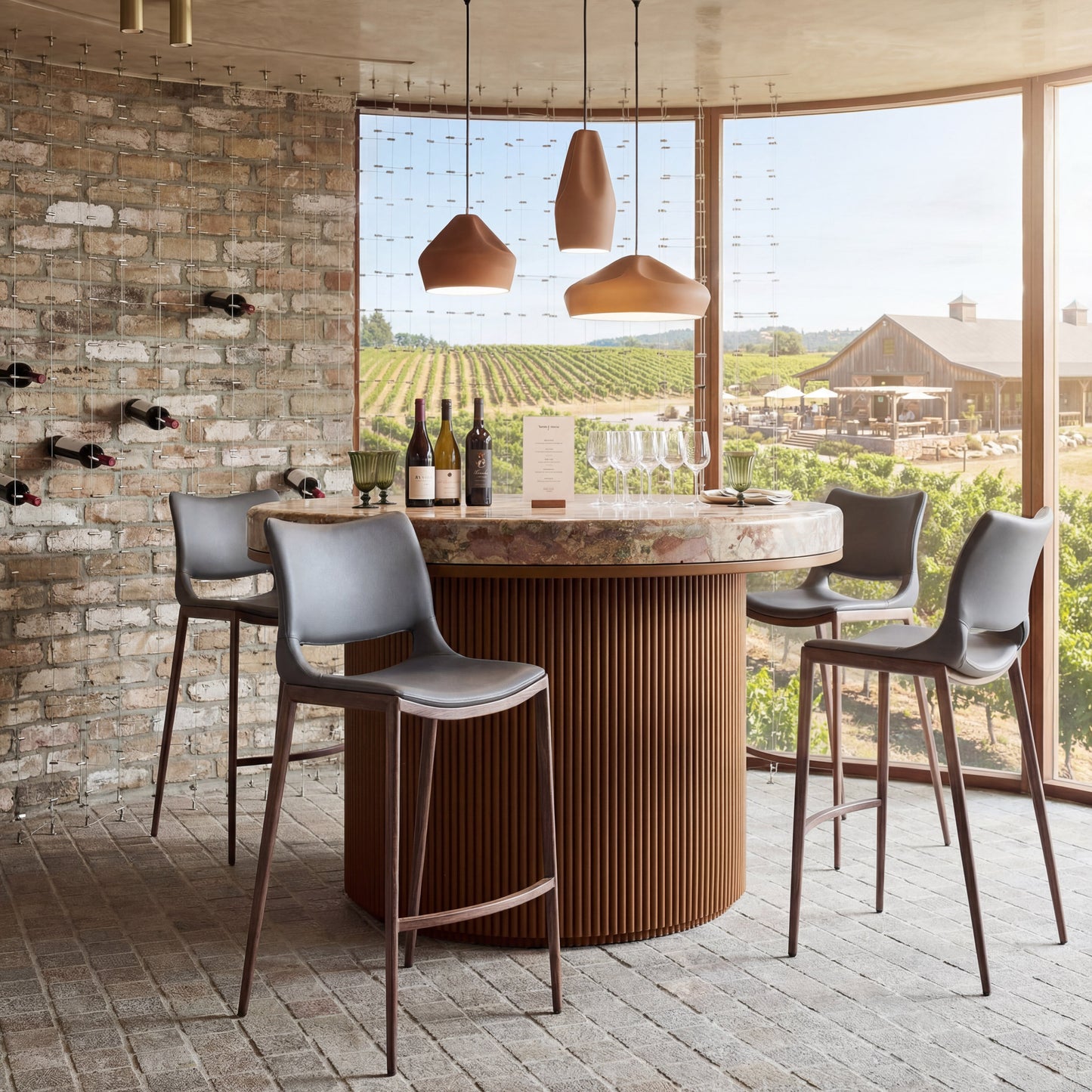 Ace Dark Gray & Walnut Barstool (Set of 2) - Ornate Home