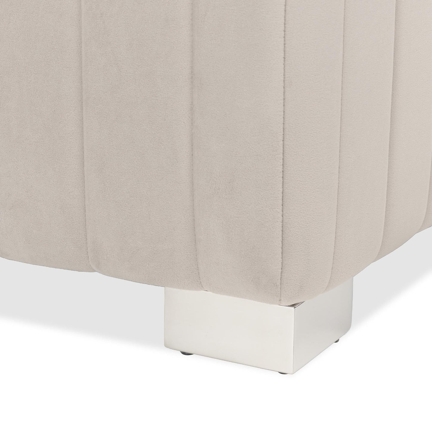 Amaryllis Chrome/Taupe Velvet Accent Bench - Ornate Home