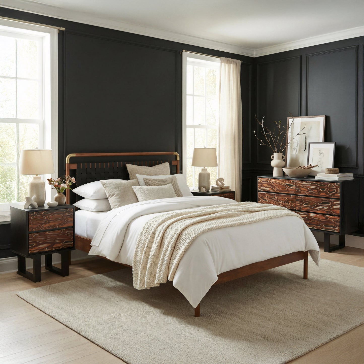 Aremi Brown & Black Nightstand - Ornate Home