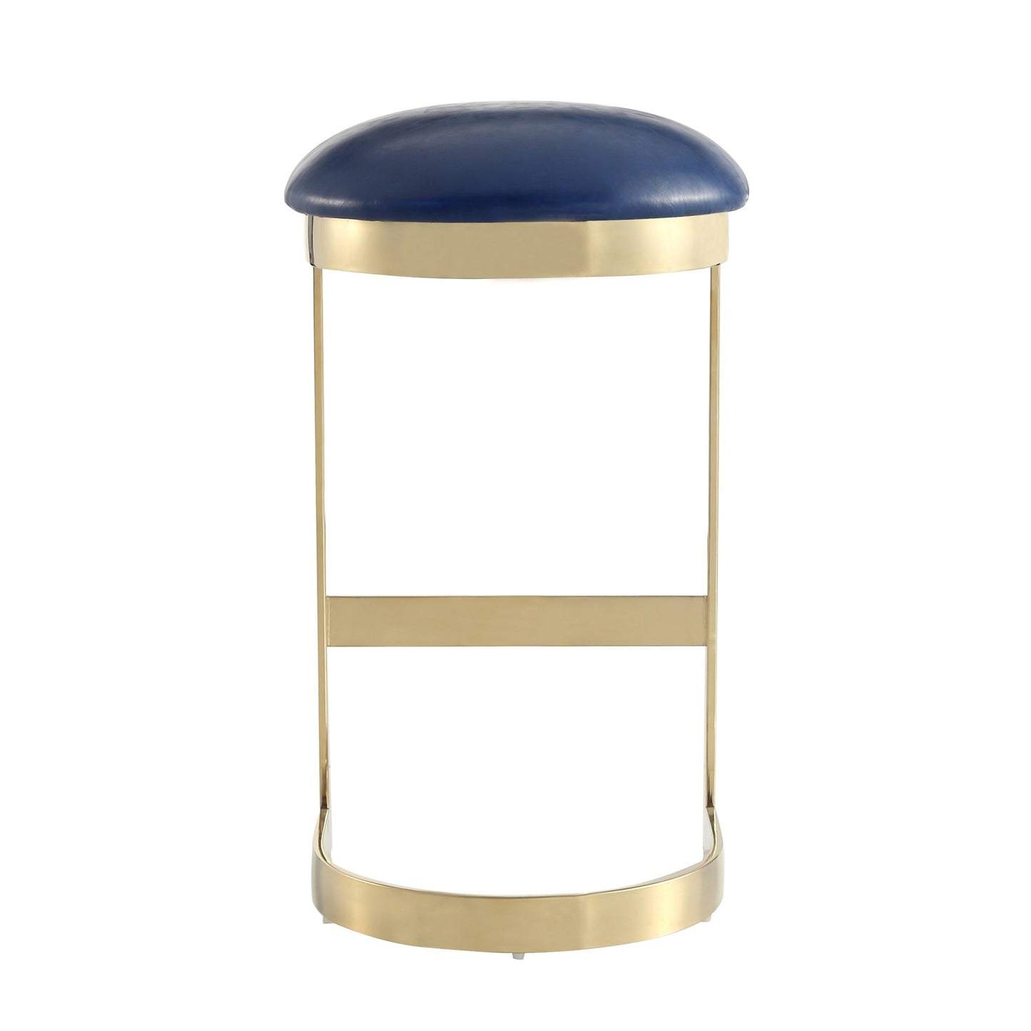 Aura Bar Stool in Blue and Polished Brass (set of 3) - Ornate Home