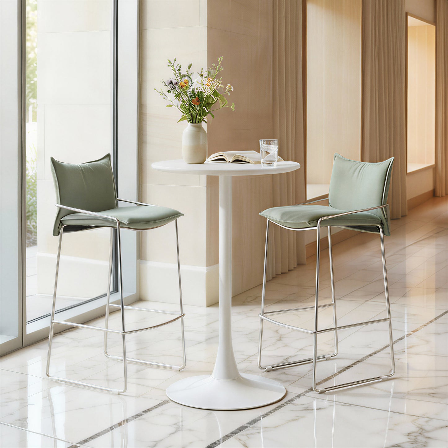 Auray White Bar Table - Ornate Home